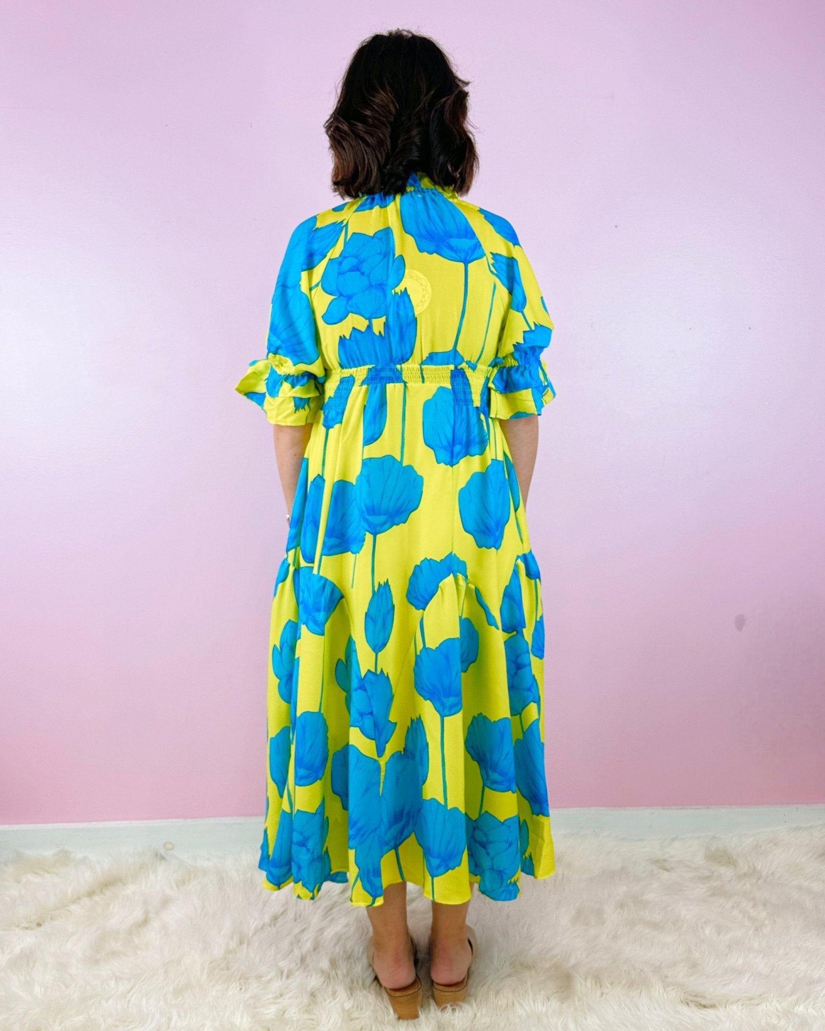 Electric Bloom Ruffle Midi Dress - Jessi Jayne Boutique