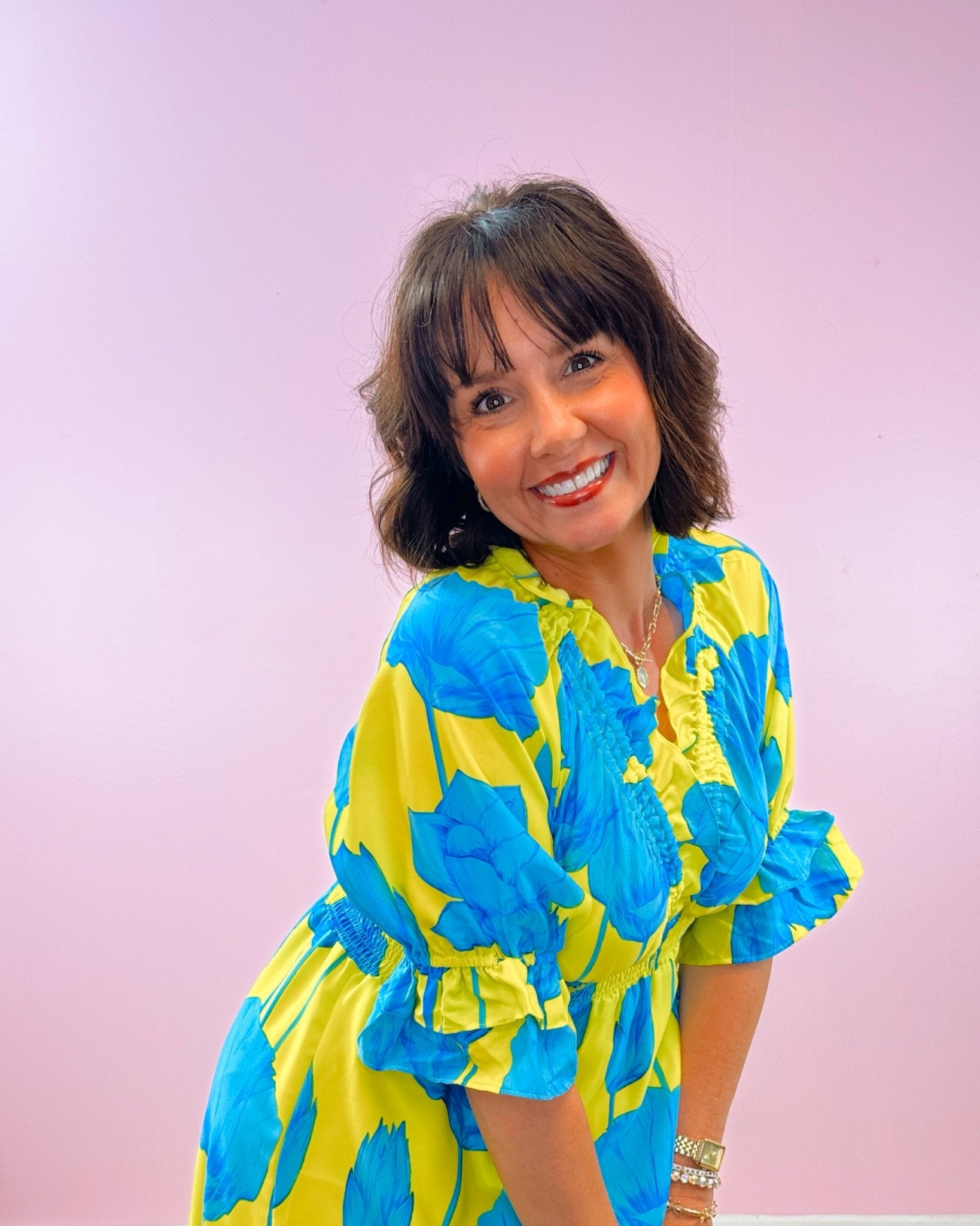 Electric Bloom Ruffle Midi Dress - Jessi Jayne Boutique