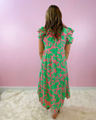 Garden Glow Tiered Midi Dress In Emerald Mix - Jessi Jayne Boutique