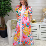 Wild Bloom Button - Front Maxi Dress - Jessi Jayne Boutique