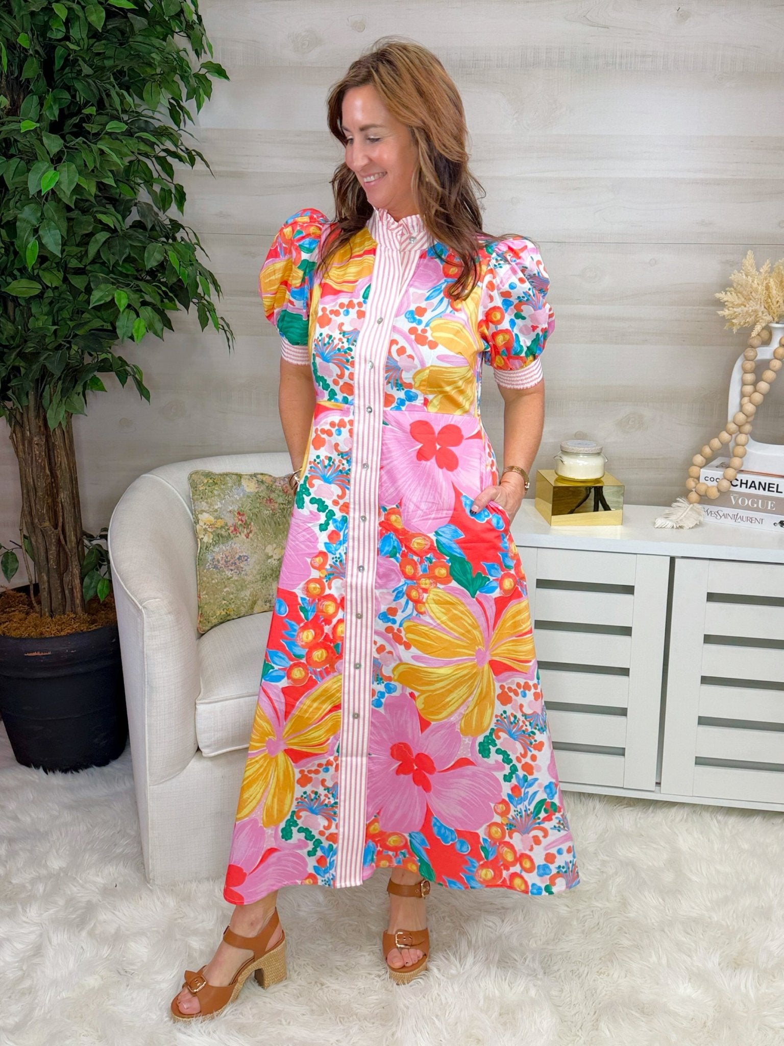 Wild Bloom Button - Front Maxi Dress - Jessi Jayne Boutique