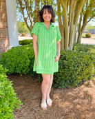 Lime Line Poplin Mini Dress - Jessi Jayne Boutique