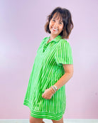 Lime Line Poplin Mini Dress - Jessi Jayne Boutique