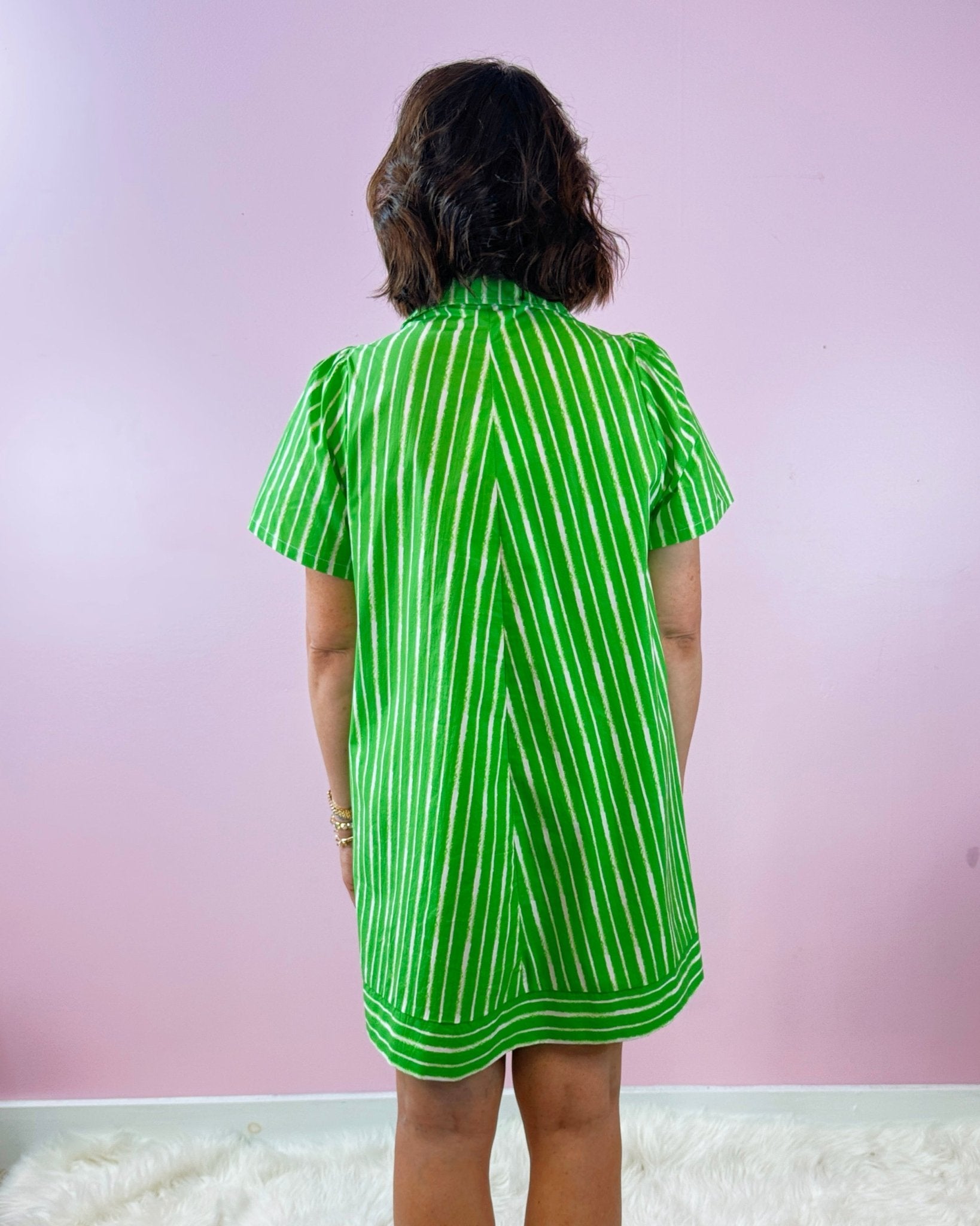 Lime Line Poplin Mini Dress - Jessi Jayne Boutique