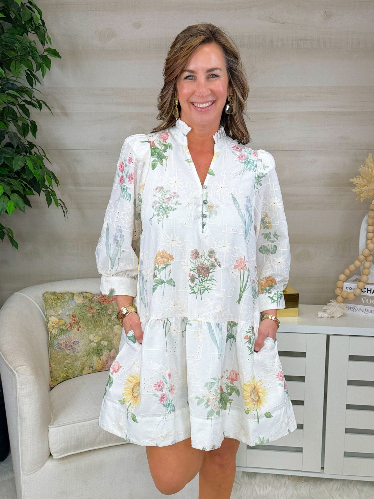 Soft Meadow Floral Eyelet Dress - Jessi Jayne Boutique