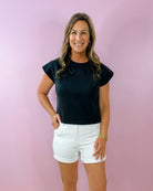 Polished & Poised White High Rise Tummy Control Shorts - Jessi Jayne Boutique