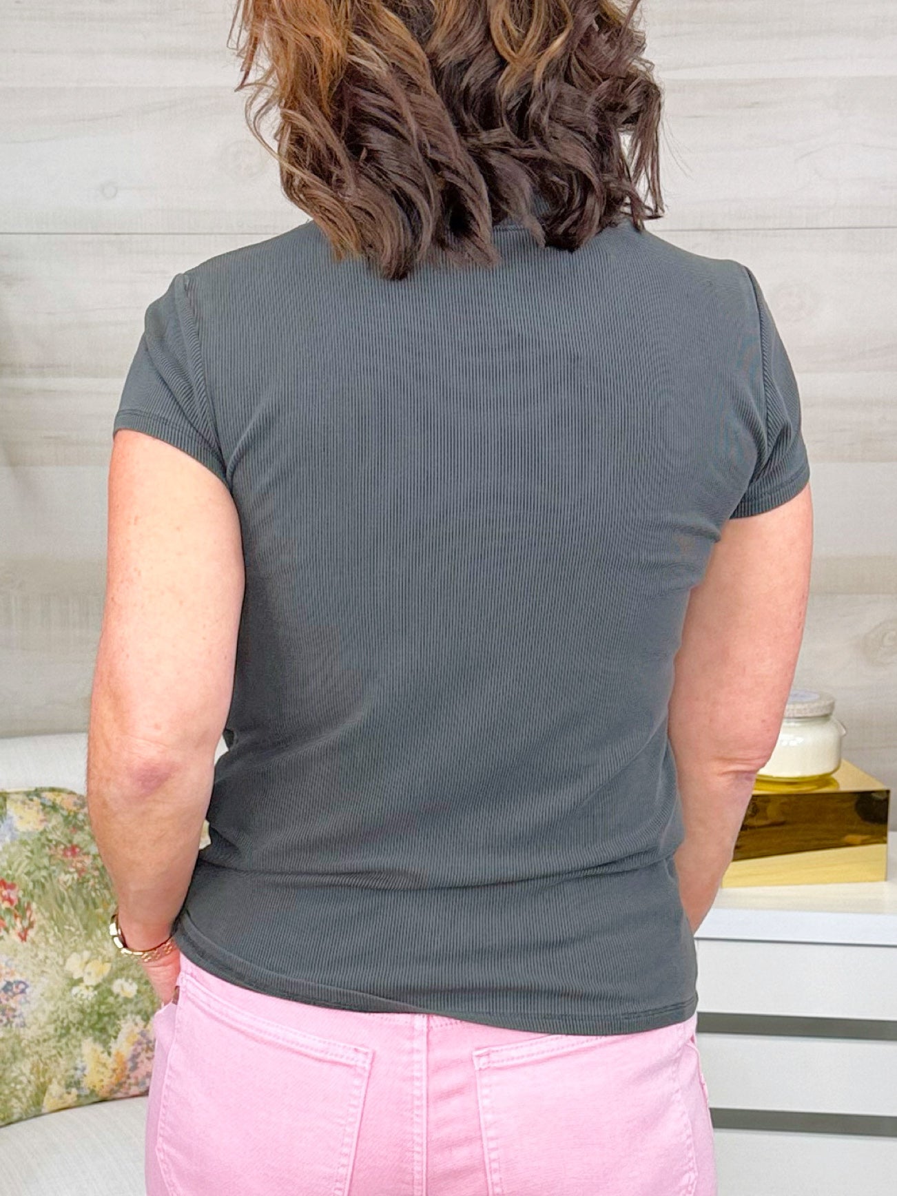 Daily Wear Ribbed Tee in Charcoal - Jessi Jayne Boutique