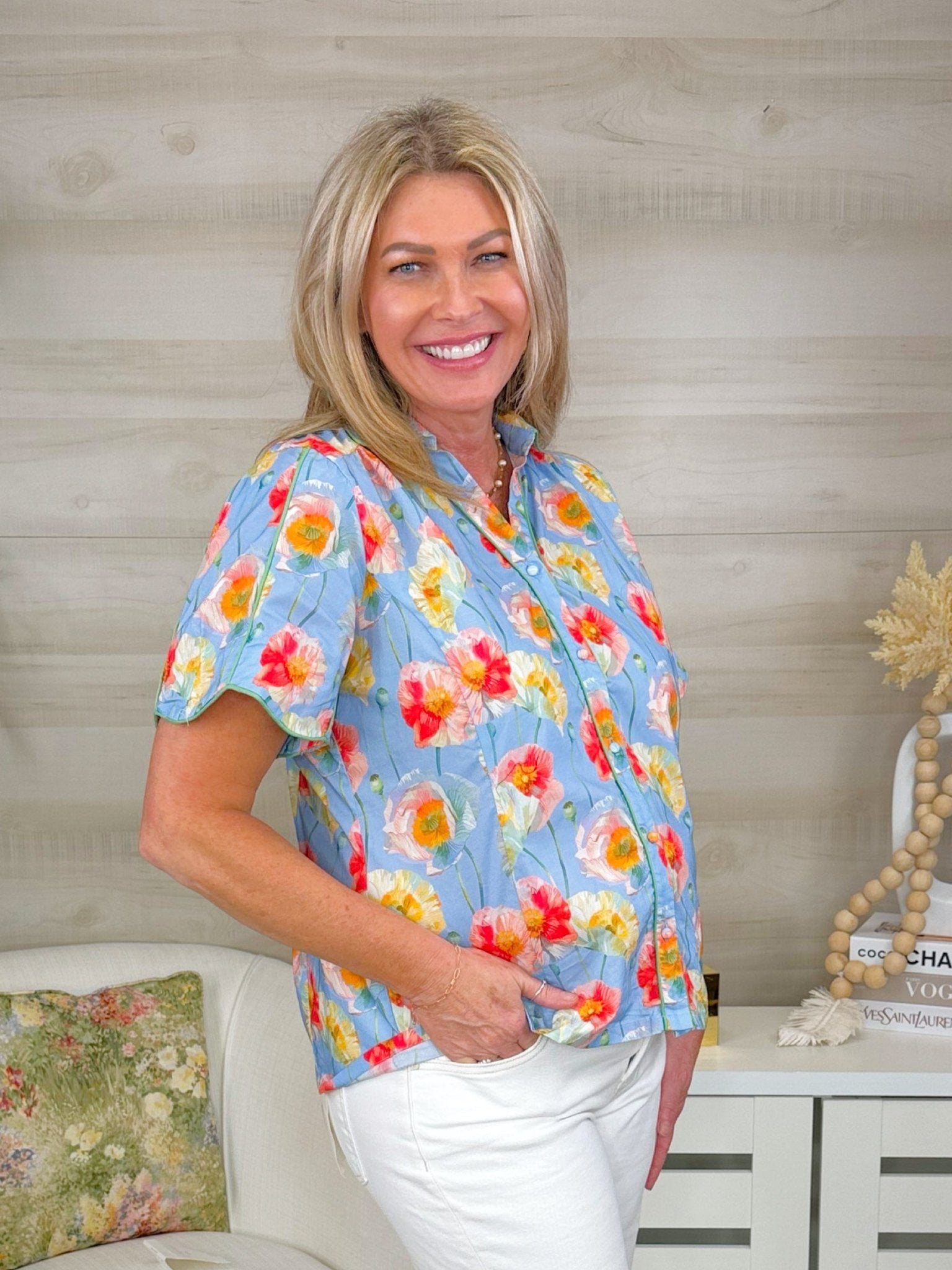 Bright Side Button - Down Blouse - Jessi Jayne Boutique