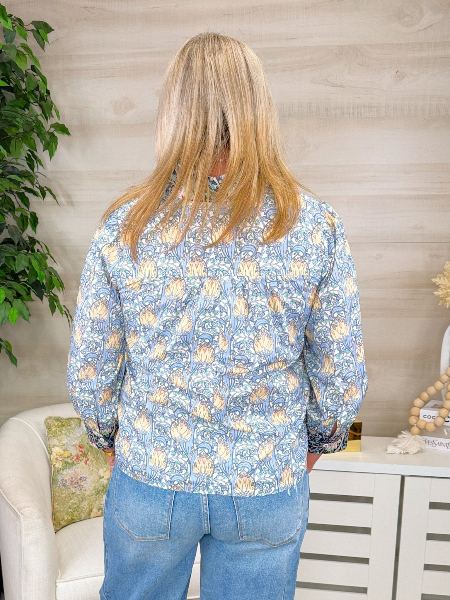 Artisan Bloom Contrast Floral Top - Jessi Jayne Boutique