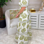 Olive Crest Printed Maxi Dress - Jessi Jayne Boutique