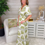 Olive Crest Printed Maxi Dress - Jessi Jayne Boutique