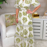 Olive Crest Printed Maxi Dress - Jessi Jayne Boutique