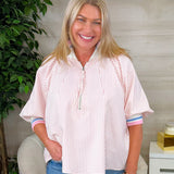 Cotton Candy Stripe Half - Zip Top - Jessi Jayne Boutique