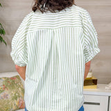 Simple Joy Sage Stripe Top - Jessi Jayne Boutique