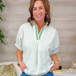 Simple Joy Sage Stripe Top - Jessi Jayne Boutique