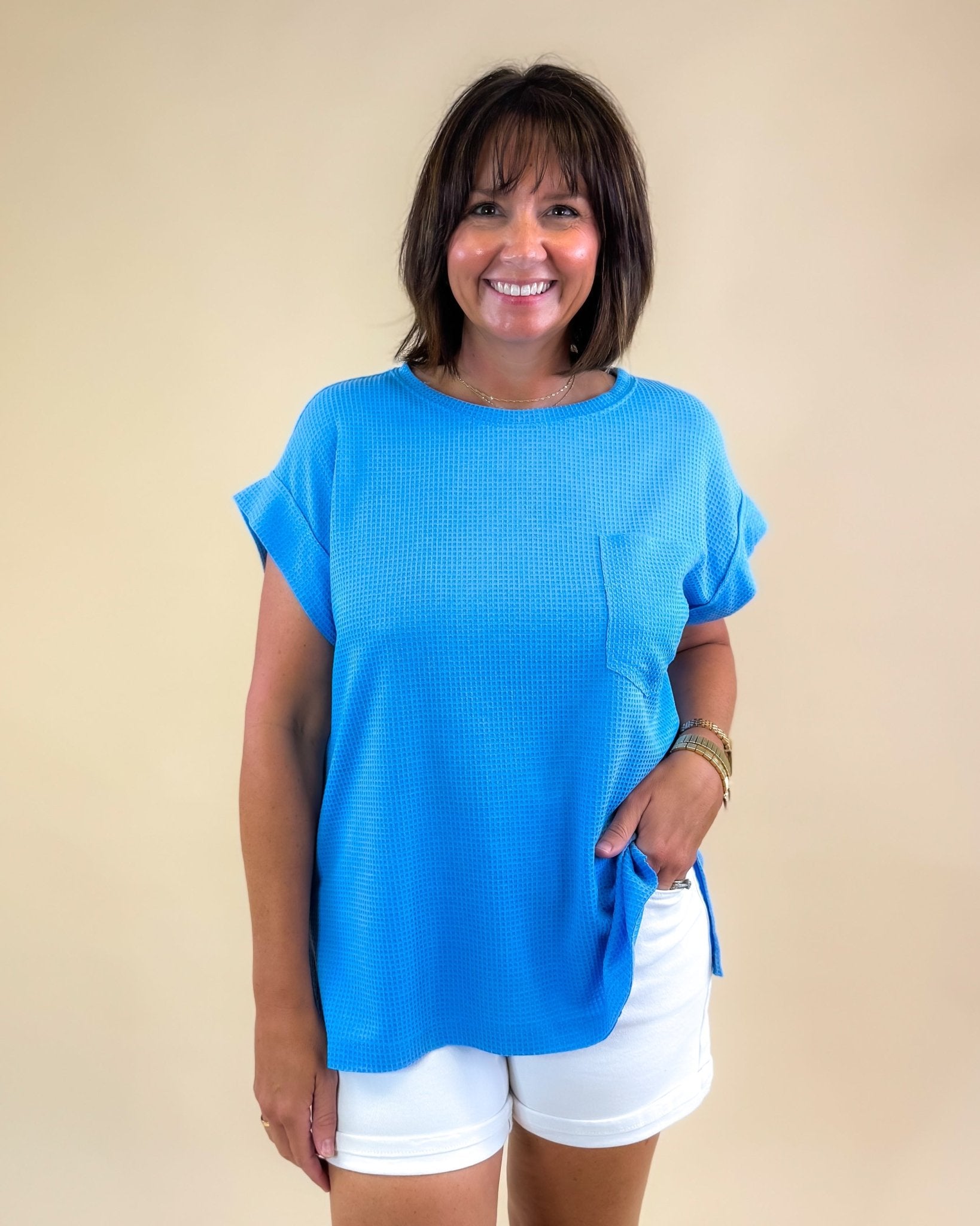 The Chill Mode Waffle Knit Top - Jessi Jayne Boutique