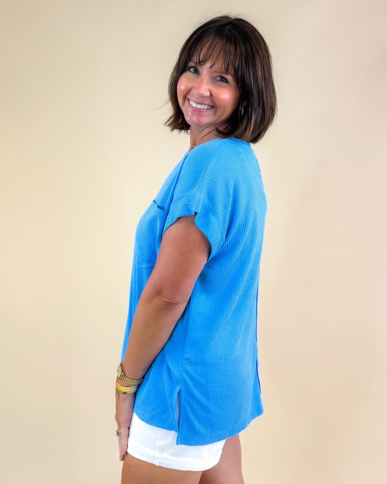 The Chill Mode Waffle Knit Top - Jessi Jayne Boutique