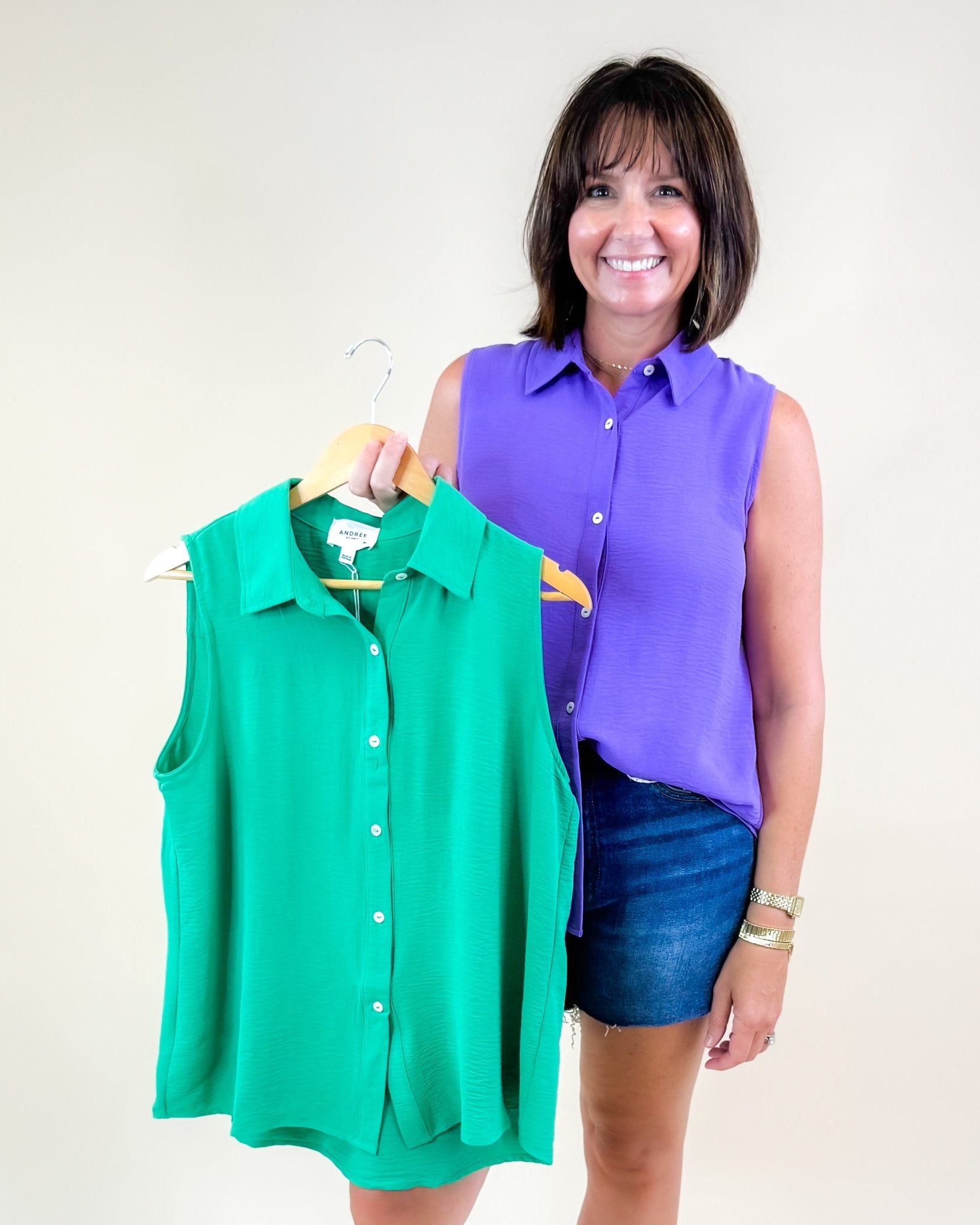 The Weekend Button - Up Sleeveless Top - Jessi Jayne Boutique