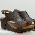 Very G Chocolate Isabella Tooled Wedge - Jessi Jayne Boutique