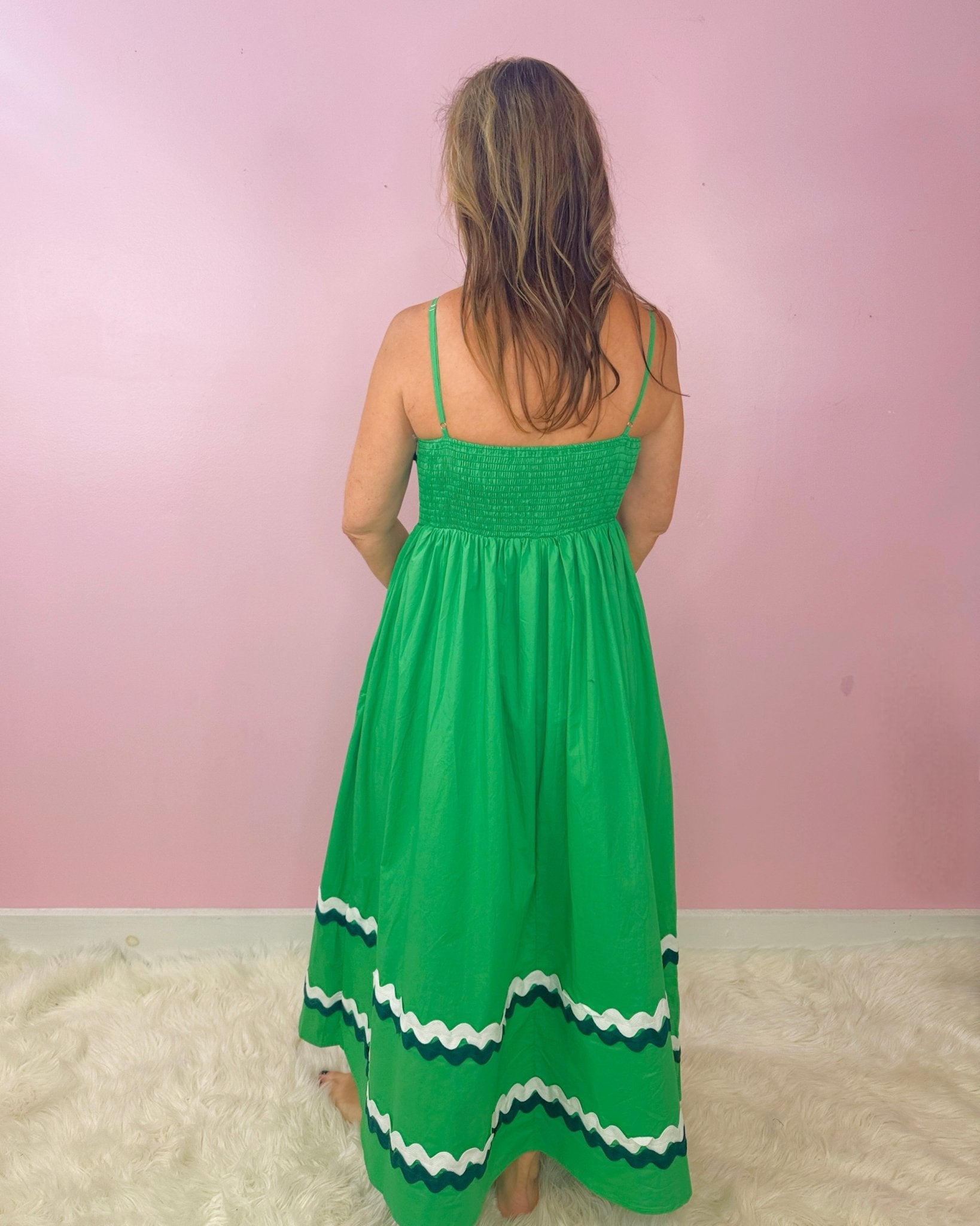 Ric Rac Palm Parade Midi Dress - Jessi Jayne Boutique