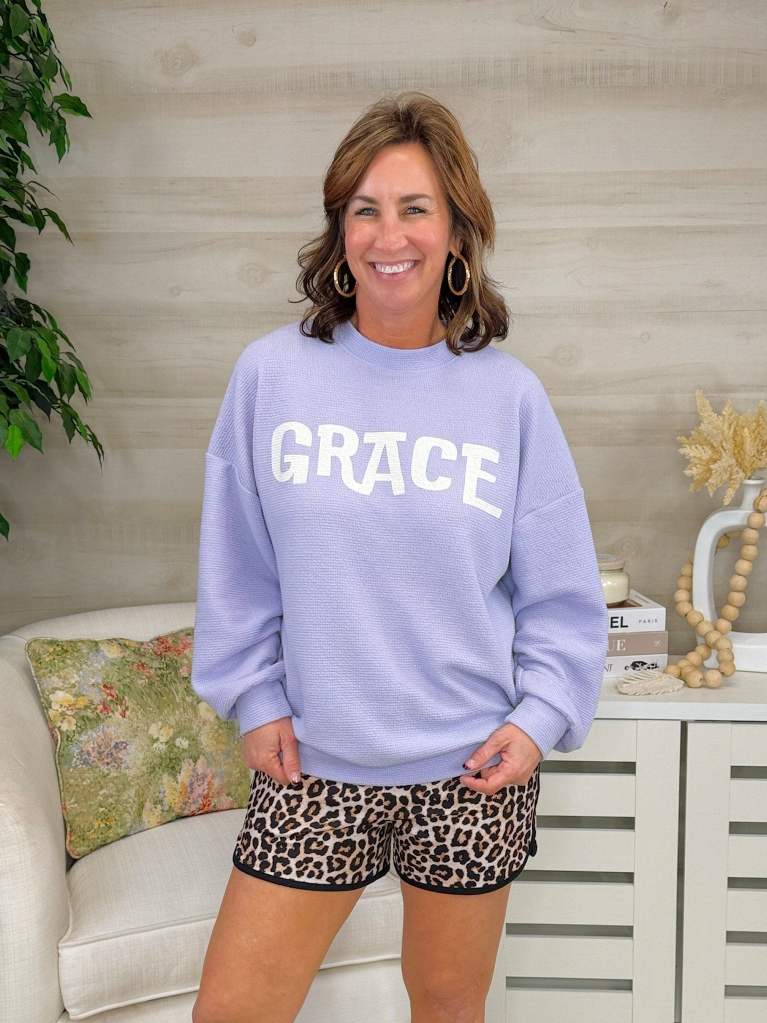 Lavender Grace Cloud Knit Sweatshirt - Jessi Jayne Boutique