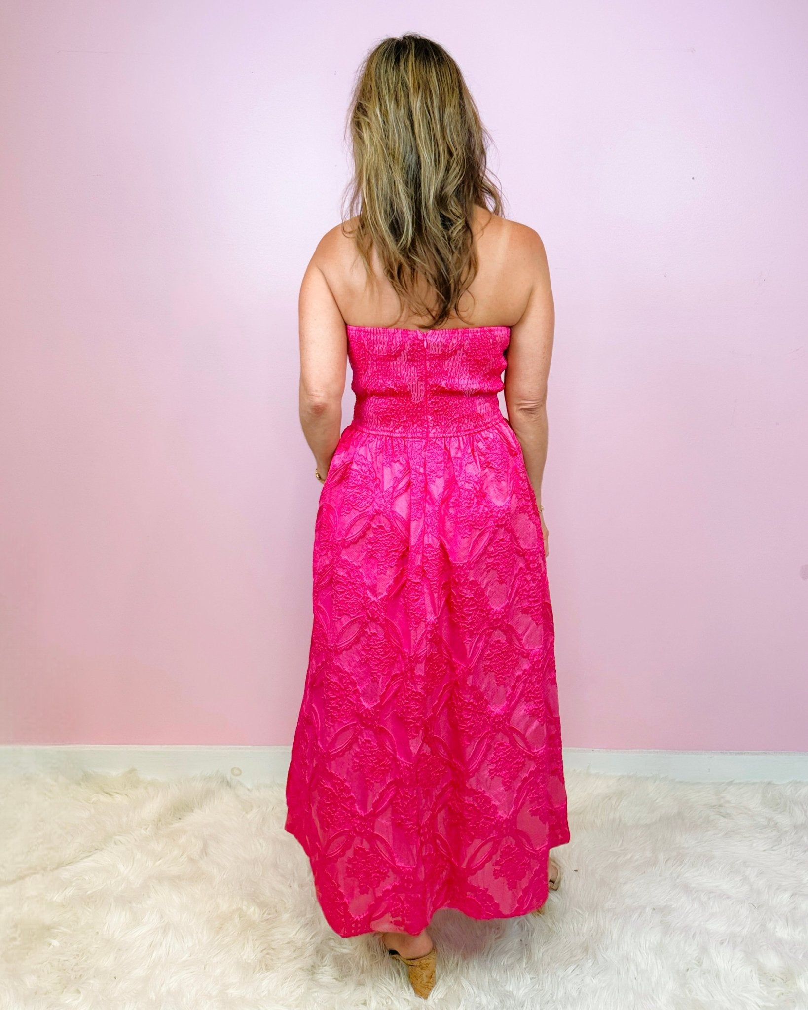 Regal Romance Strapless Pleated Midi Dress - Jessi Jayne Boutique