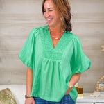 Fresh Take Green Smocked Top - Jessi Jayne Boutique