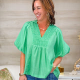 Fresh Take Green Smocked Top - Jessi Jayne Boutique