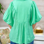 Fresh Take Green Smocked Top - Jessi Jayne Boutique