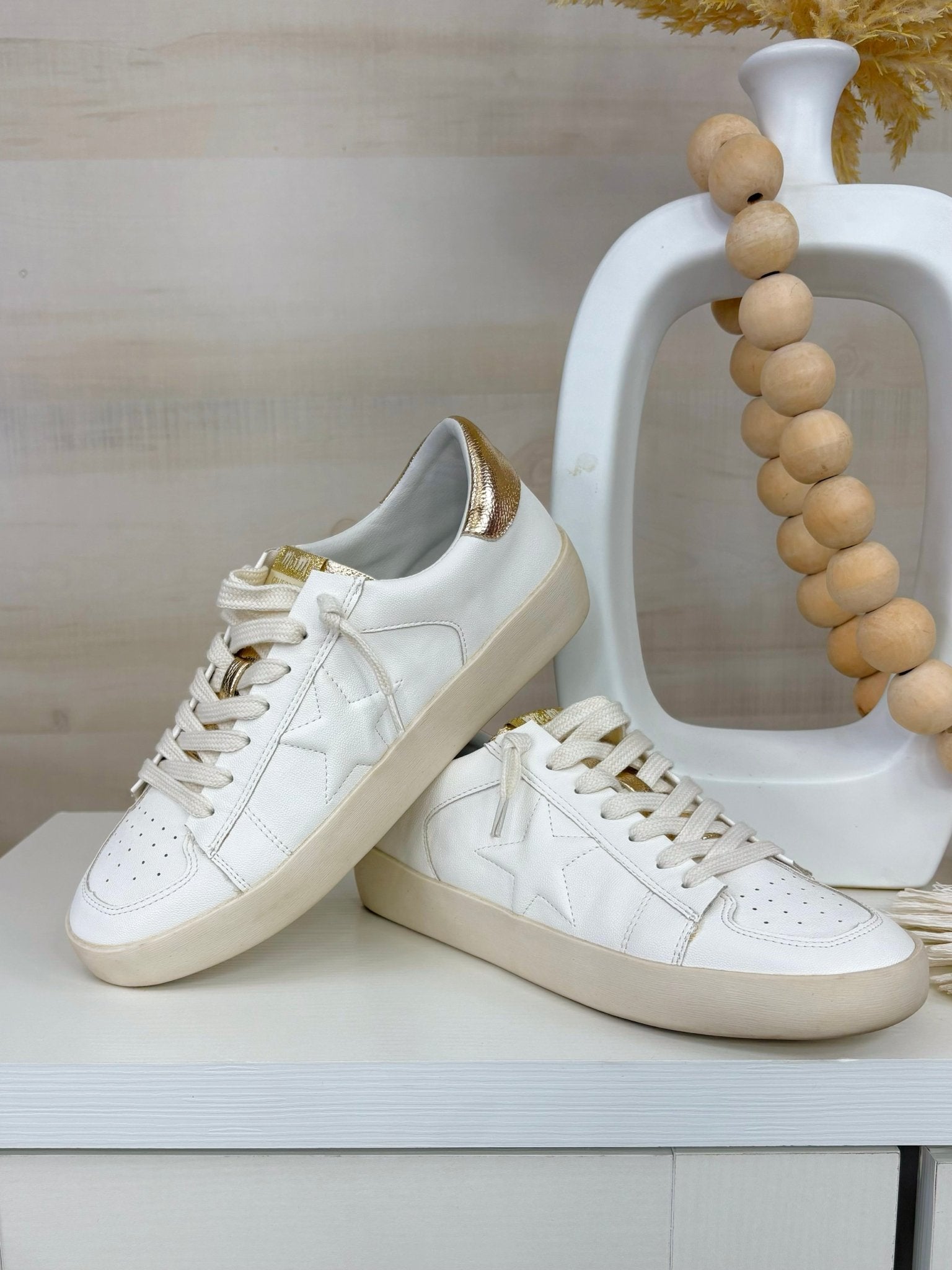 Miim Alex White and Gold Sneakers - Jessi Jayne Boutique