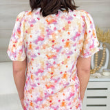 Blushing Meadow Bubble Sleeve Top - Jessi Jayne Boutique