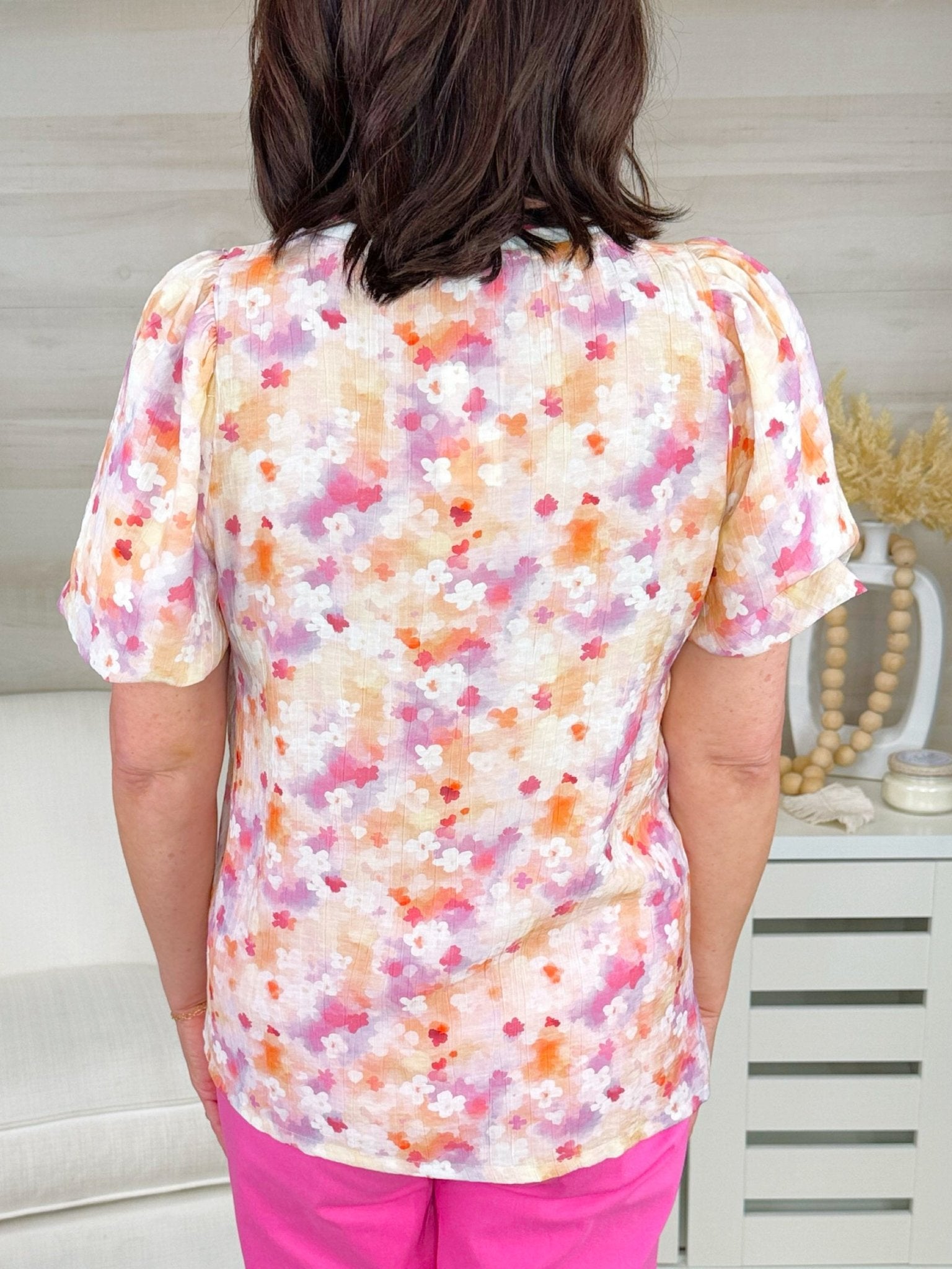 Blushing Meadow Bubble Sleeve Top - Jessi Jayne Boutique