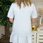 Blue Haven Embroidered Stripe Mini Dress - Jessi Jayne Boutique