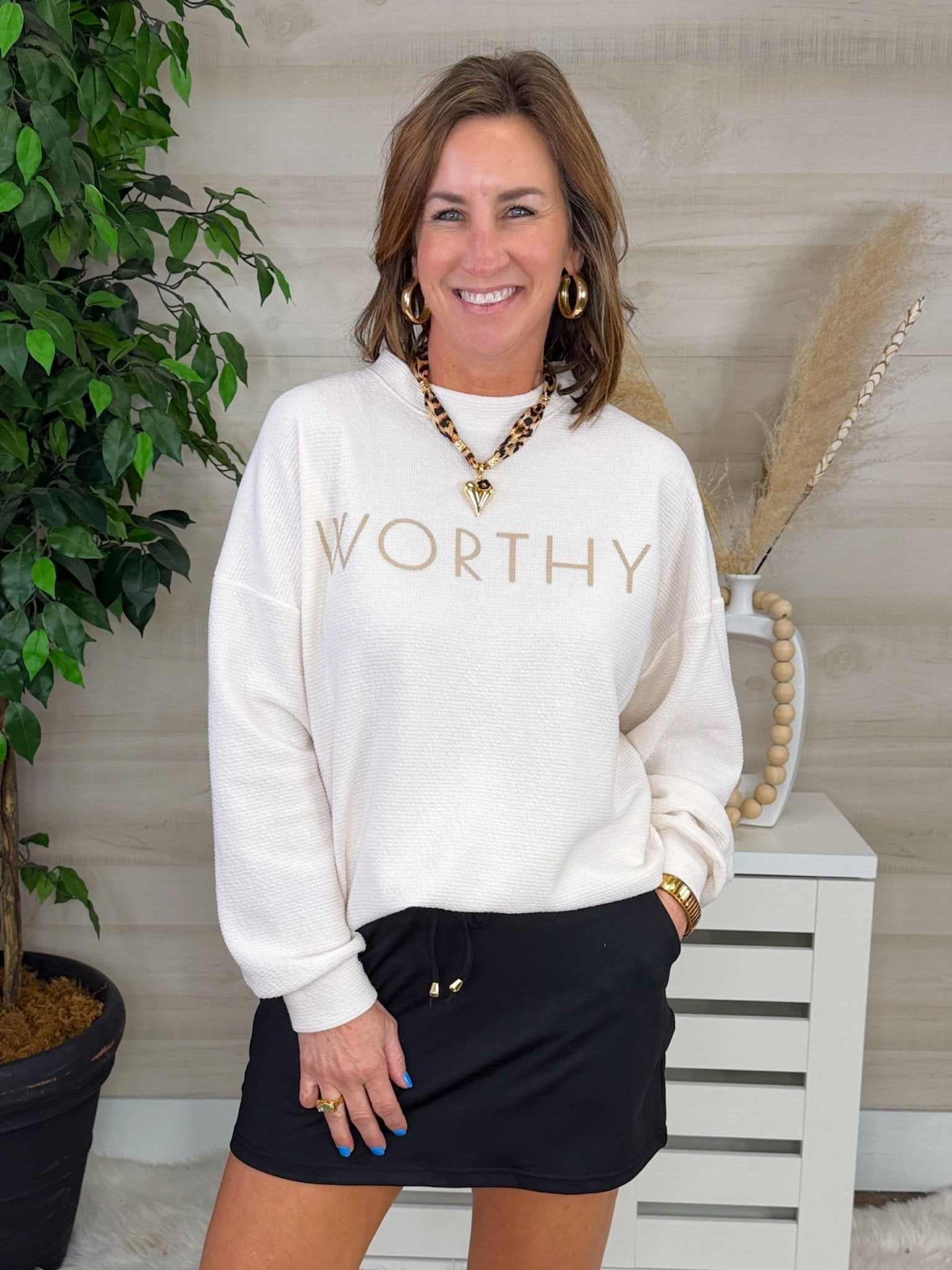 Ivory Worthy Cloud Knit Sweatshirt - Jessi Jayne Boutique