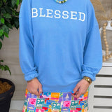Blessed in Blue Cloud Knit Sweatshirt - Jessi Jayne Boutique