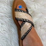 Sun - Kissed Woven Slide Sandals - Jessi Jayne Boutique