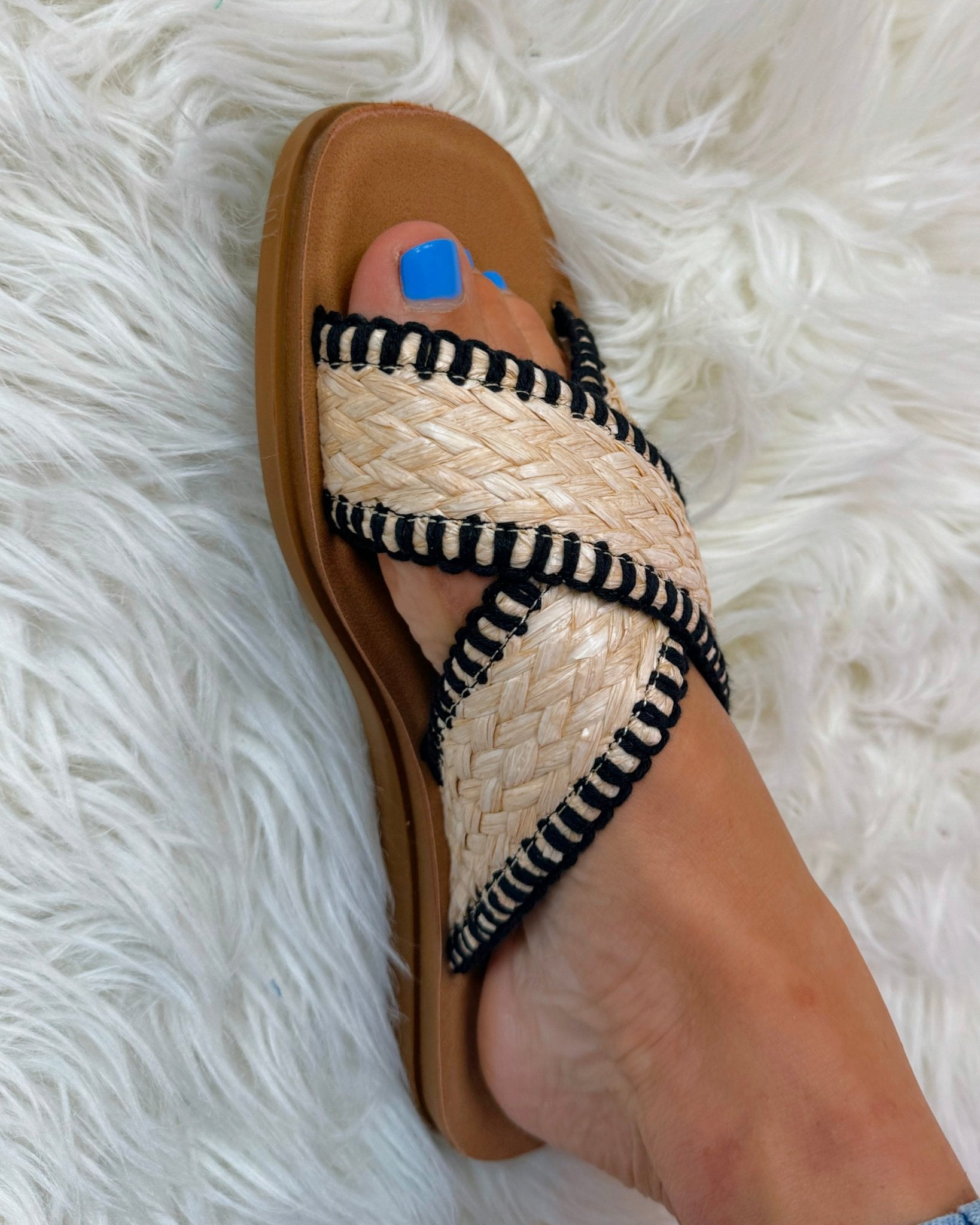 Sun - Kissed Woven Slide Sandals - Jessi Jayne Boutique