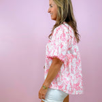 Pink Palm Poetry Blouse - Jessi Jayne Boutique