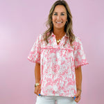 Pink Palm Poetry Blouse - Jessi Jayne Boutique