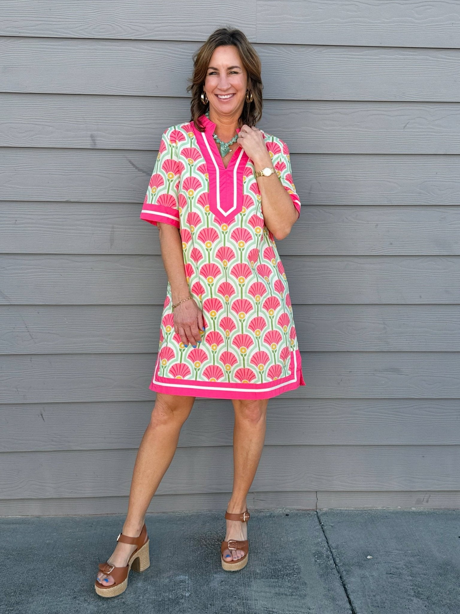 Petal Fan Print Printed Dress - Jessi Jayne Boutique
