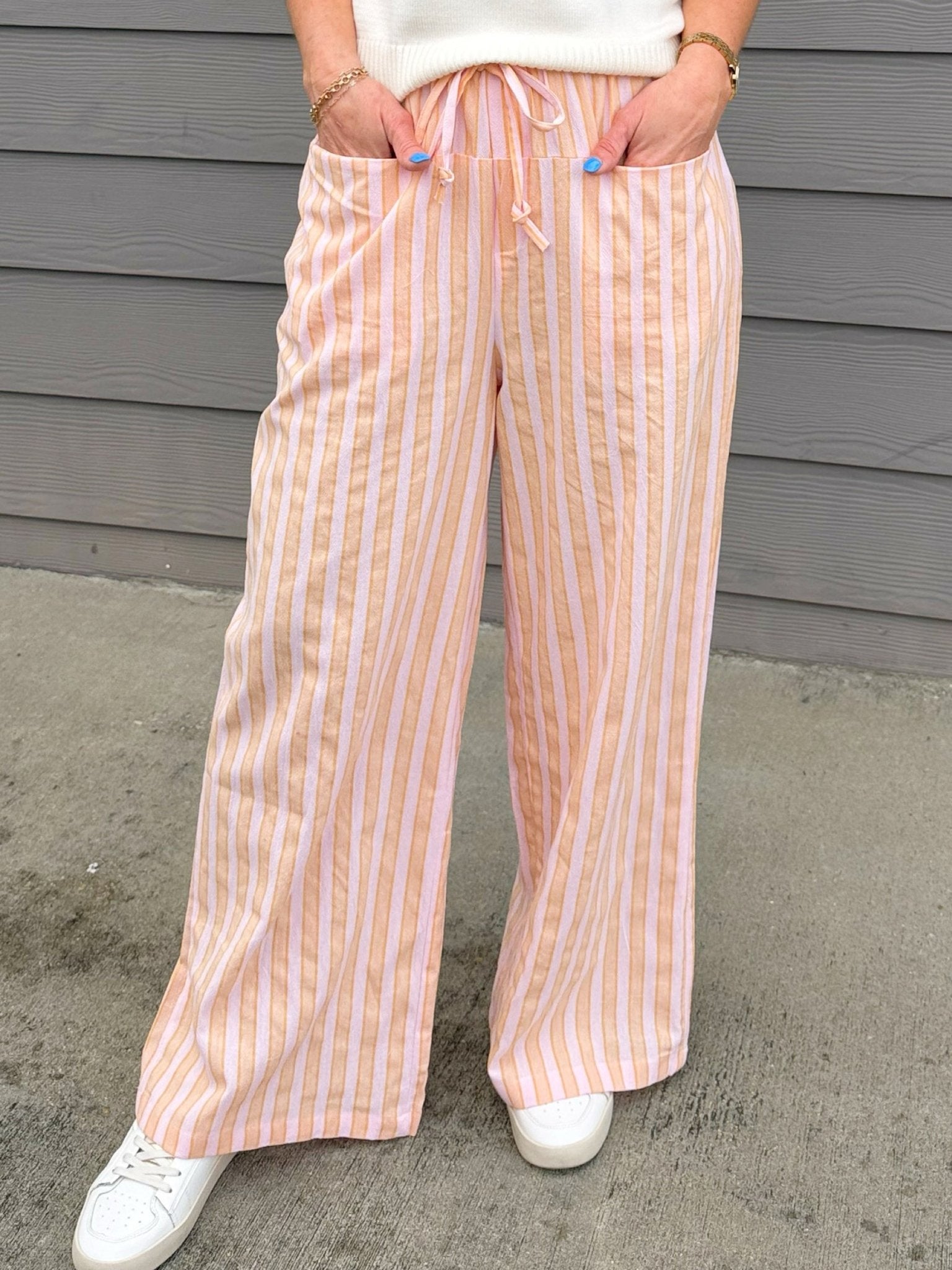 Peaches and Cream Stripe Pants - Jessi Jayne Boutique