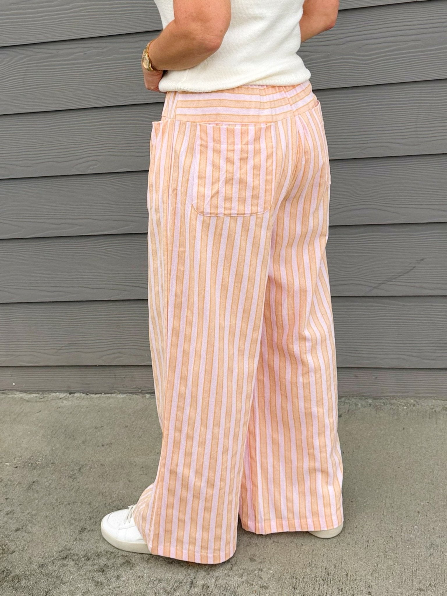 Peaches and Cream Stripe Pants - Jessi Jayne Boutique