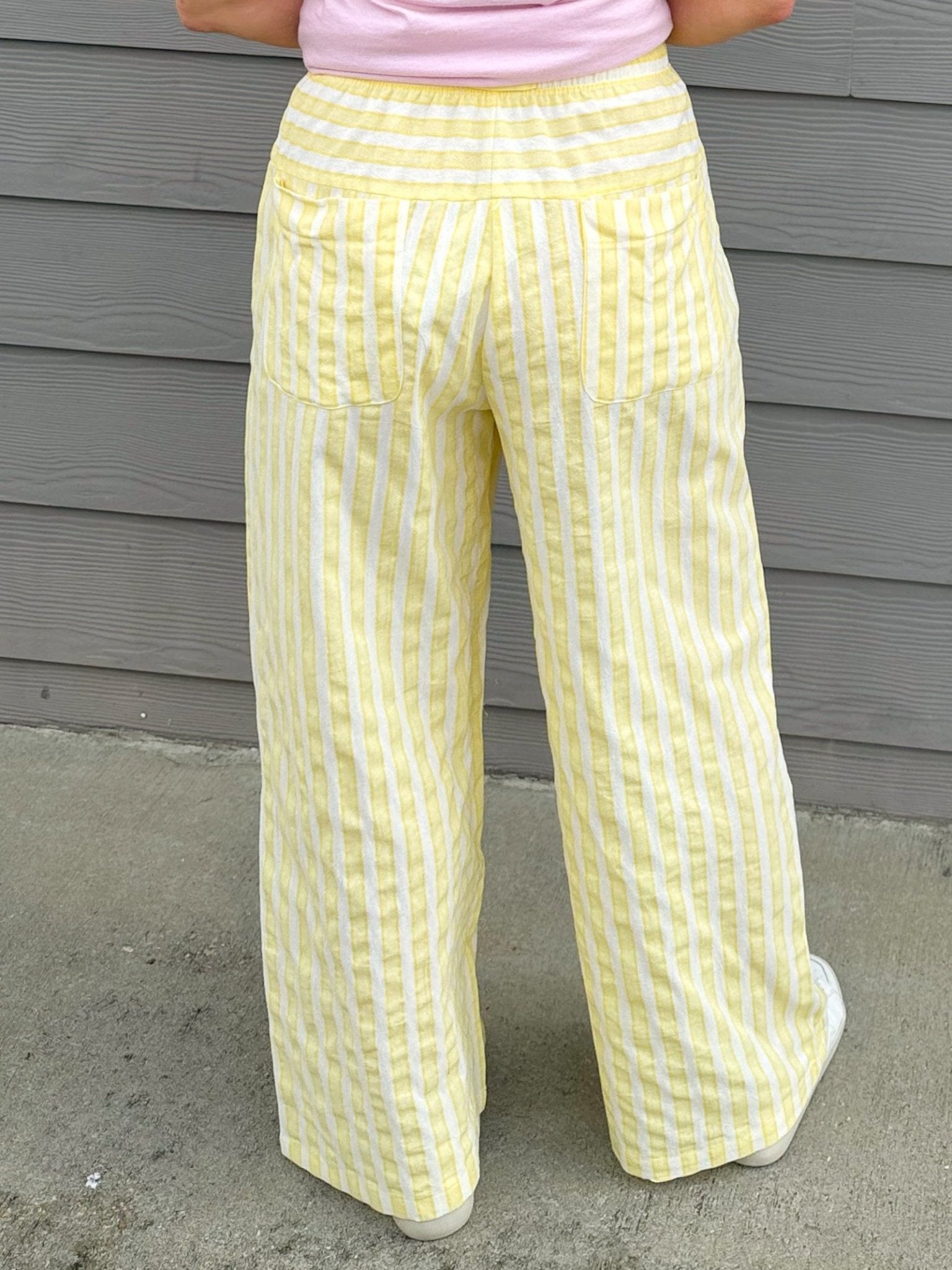 Lemon Cream Stripe Pants - Jessi Jayne Boutique