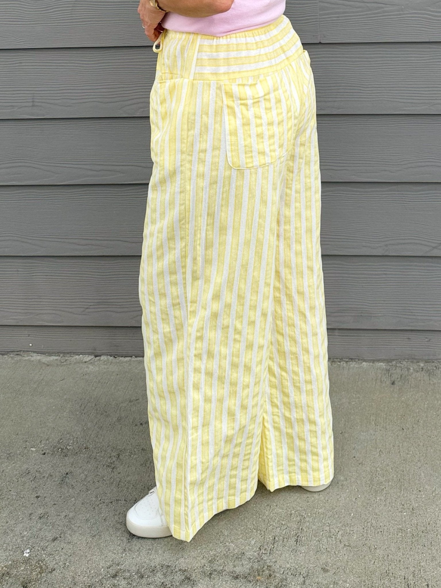 Lemon Cream Stripe Pants - Jessi Jayne Boutique