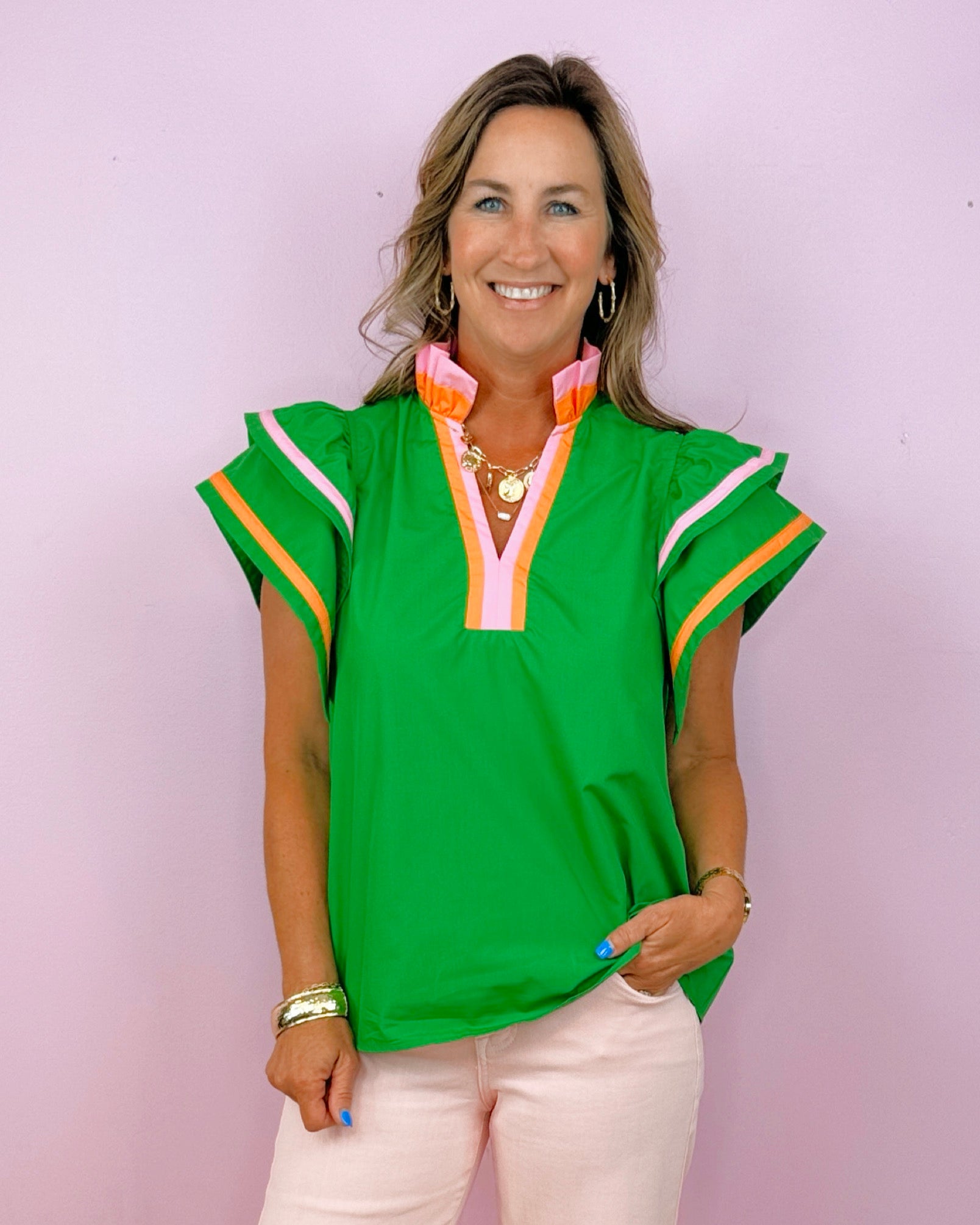 Palm Parade Flutter Top