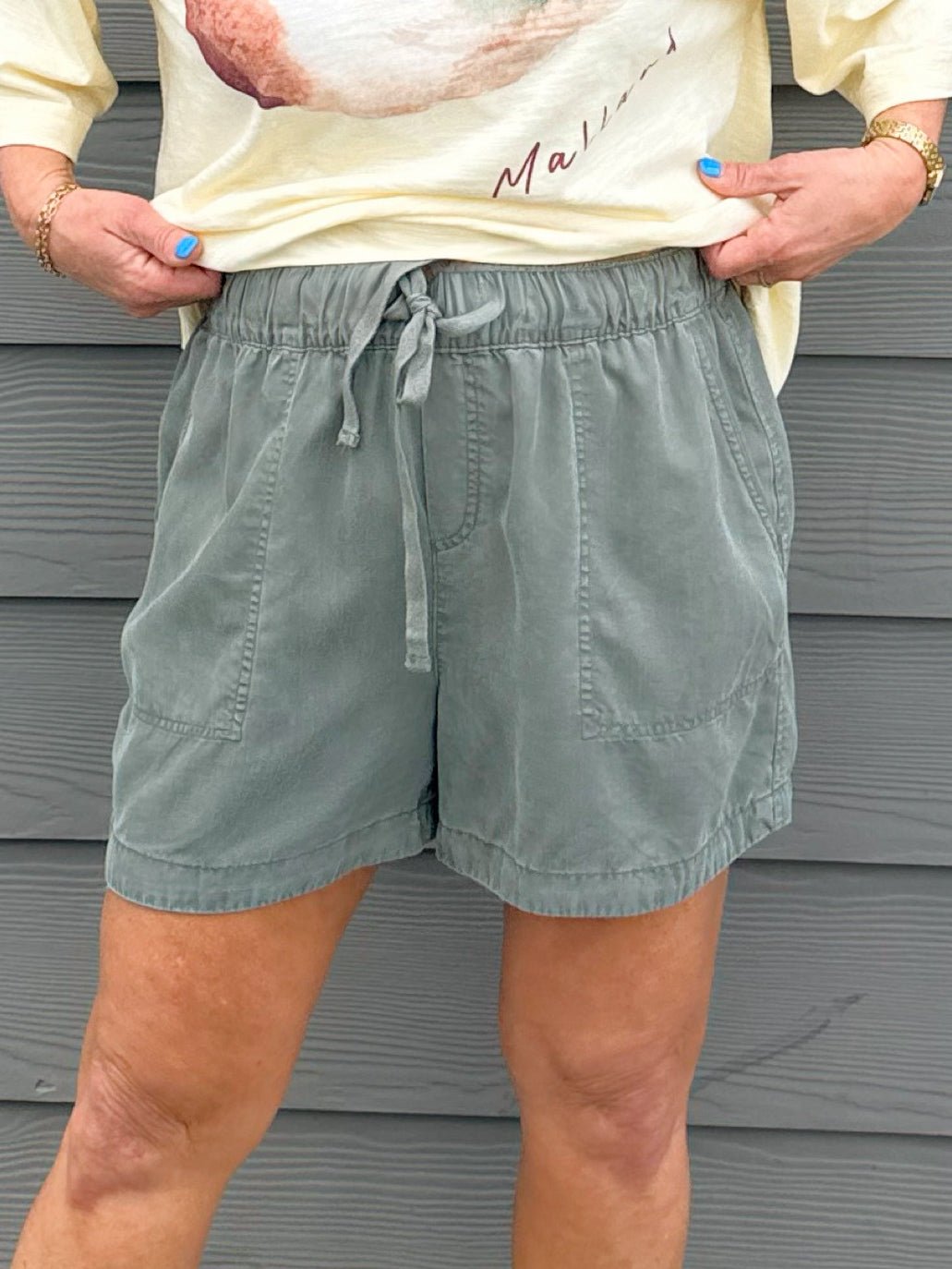 Olive Tencel Pull - On Shorts - Jessi Jayne Boutique