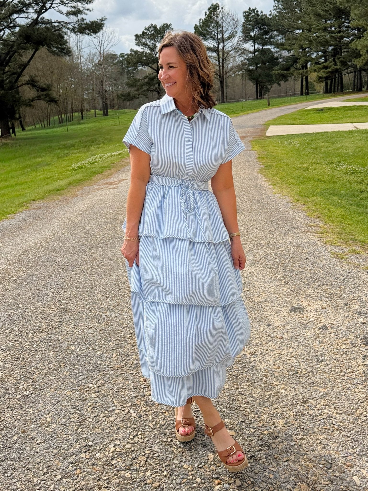 Sweet Caroline Striped Midi Dress - Jessi Jayne Boutique