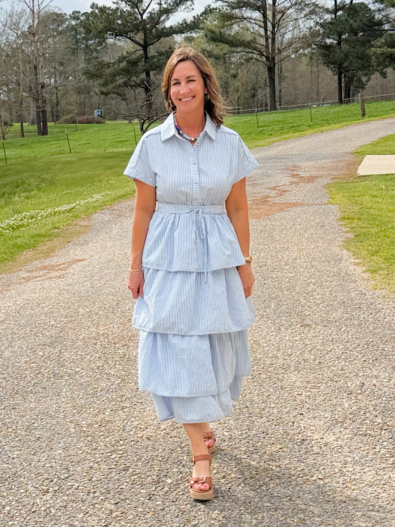 Sweet Caroline Striped Midi Dress - Jessi Jayne Boutique