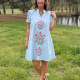 Pink Blossom Embroidered Dress - Jessi Jayne Boutique