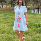 Pink Blossom Embroidered Dress - Jessi Jayne Boutique